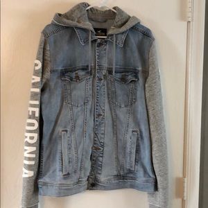 Hollister Hooded Distressed-Denim Jacket.